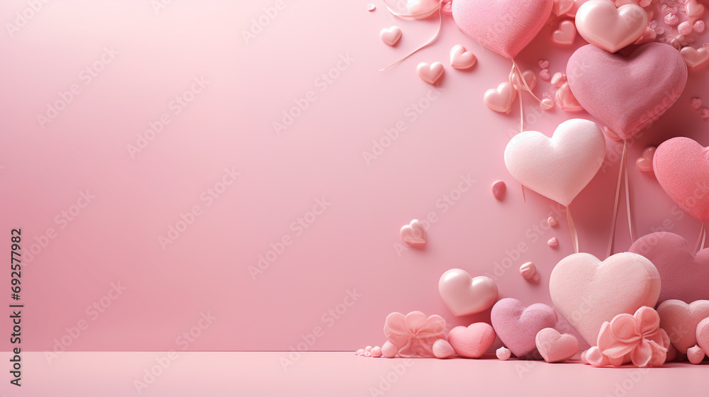 Celebrate love and romance with a beautifully crafted Valentine's Day background featuring hearts and charming details in a soft and inviting pink hue.