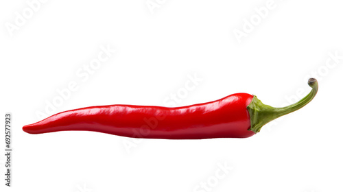 A red pepper with a green tip isolated on transparent background png. photo