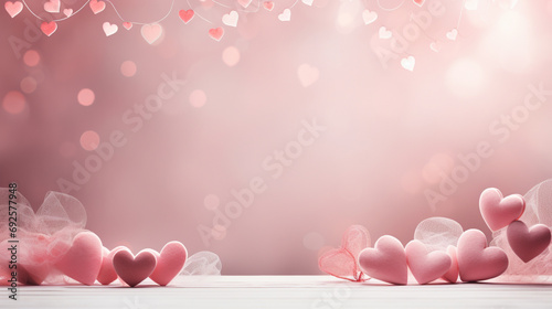Celebrate love and romance with a beautifully crafted Valentine's Day background featuring hearts and charming details in a soft and inviting pink hue.
