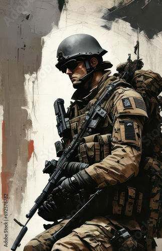 Modern Soldier Illustration.