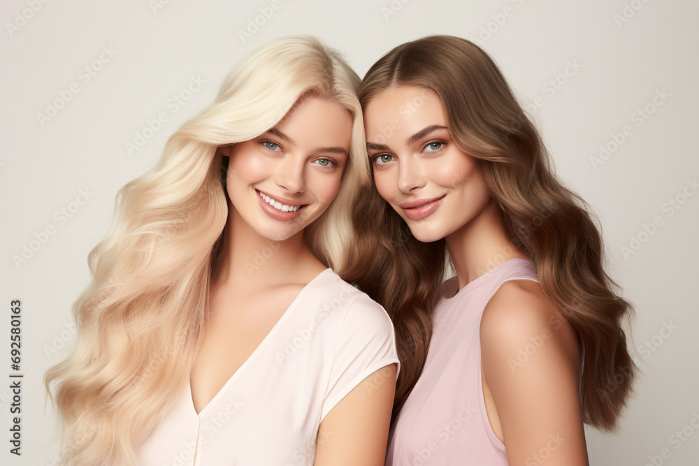 Beautiful smiling young women with healthy shiny long hair Beautiful smiling young women with healthy shiny long hair