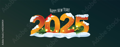 Canvas Print Happy new year 2025 with Christmas unique number logo concept