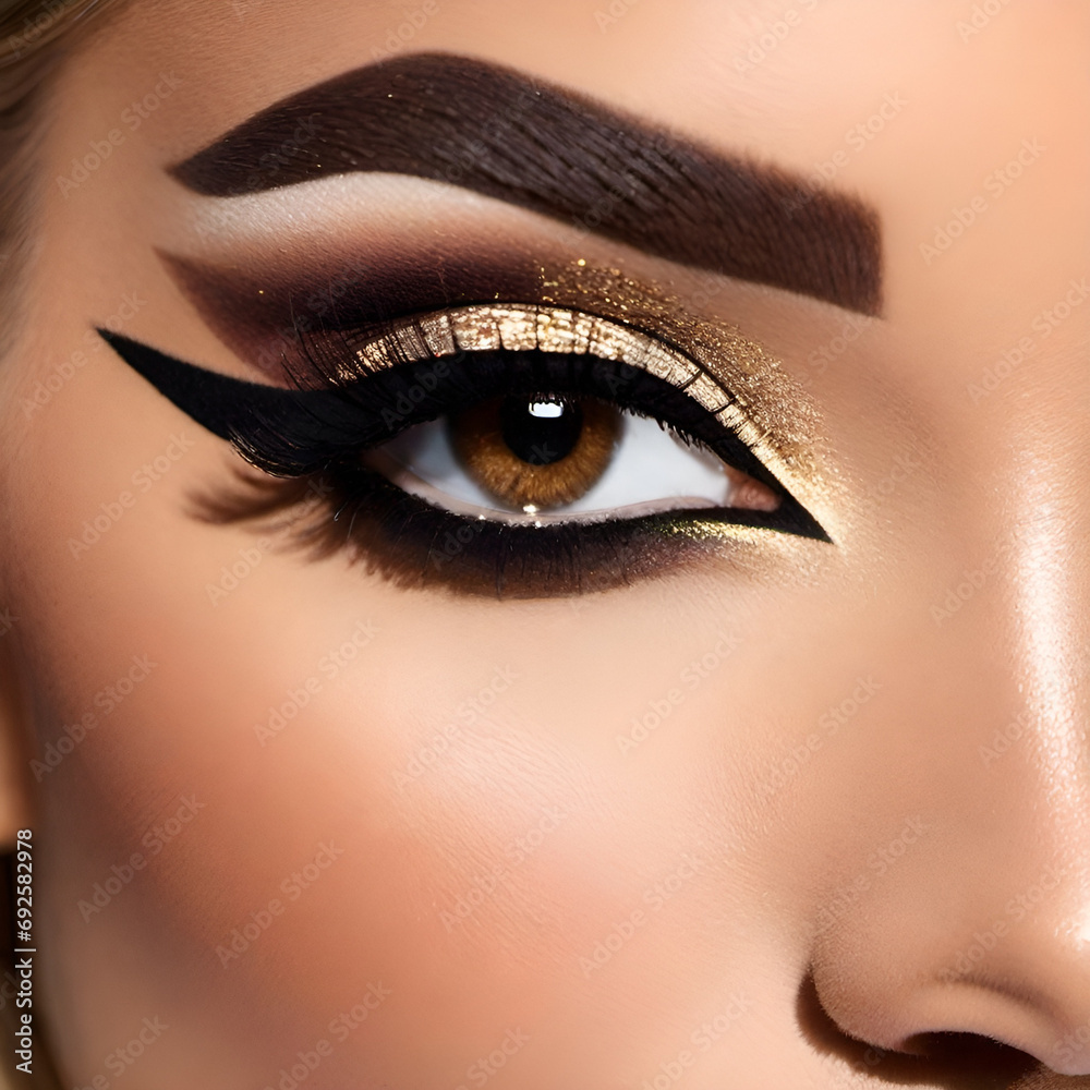 Woman displaying brown eye shadow for prominent sources Woman displaying brown eye shadow for prominent sources