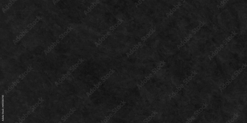 Dark black grunge textured concrete old blackboard and chalkboard rough background. Panorama dark grey black slate background or texture. Vector black concrete texture. Stone wall background.