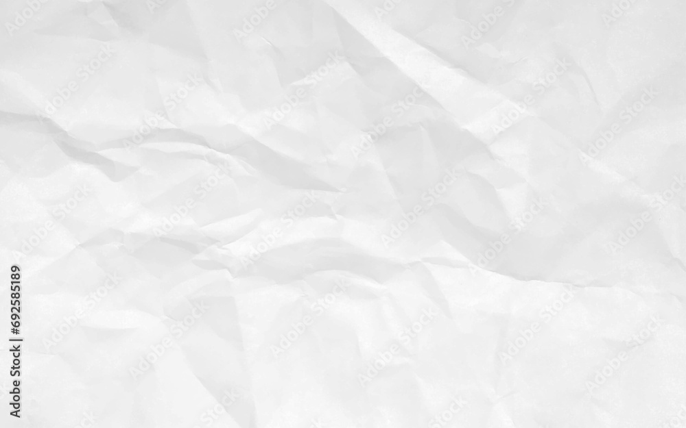 White сlean crumpled paper background. Horizontal crumpled empty paper template for posters and banners. Vector illustration