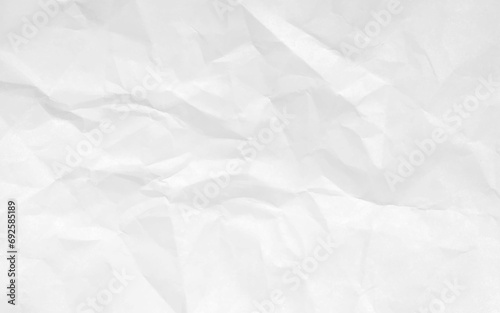 White сlean crumpled paper background. Horizontal crumpled empty paper template for posters and banners. Vector illustration