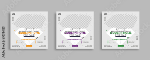 Real estate social media post square web banner template