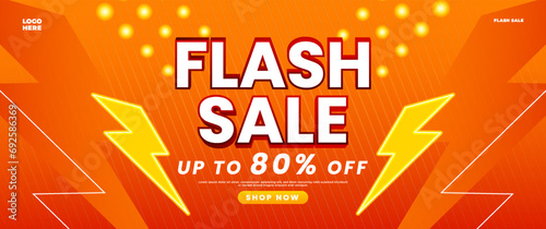 The orange flash sale banner design is suitable for retail promotions