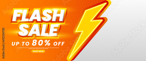 The orange flash sale banner design is suitable for retail promotions