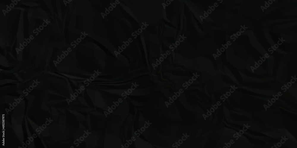 Dark black craft wrinkly paper crumpled texture. black fabric textured crumpled grunge paper background. panorama black paper texture background, crumpled pattern texture background. - obrazy, fototapety, plakaty 