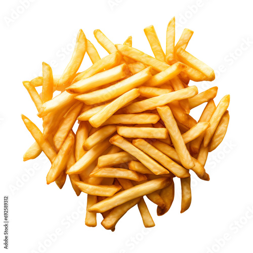 French fries cutout  isolated on white and transparent background
