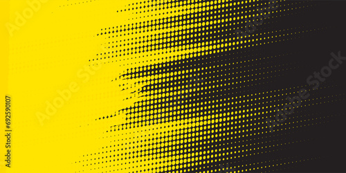 Dots halftone yellow and black color pattern gradient grunge texture background. vector  grunge