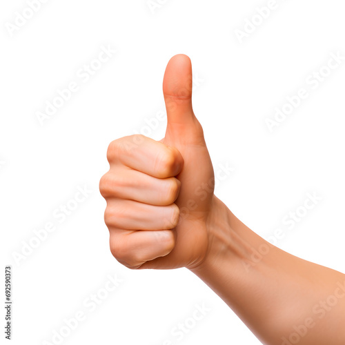 Hand showing thumbs up isolated on transparent background. AI generated.