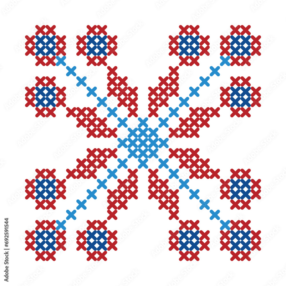Folk pattern cross stitch snowflake or flower Folk pattern cross stitch snowflake or flower