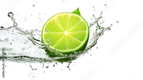 a lime cut in half in water
