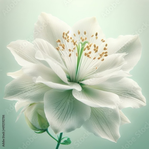 white lotos on green background