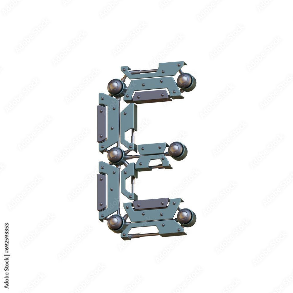 Futuristic & Robotic 3D Alphabet PNG Letters