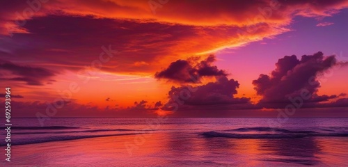 Fantasy sunset over ocean or sea. © anthony