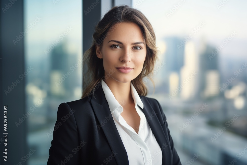 Portrait of a professional executive businesswoman wearing a black suit, empowerment, girl power, girl boss, working on finance and stock market on, technology future, office life, corporate life Portrait of a professional executive businesswoman wearing a black suit, empowerment, girl power, girl boss, working on finance and stock market on, technology future, office life, corporate life