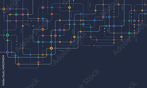 Digital technology blue background. Concept with technology line light. Circuit board background technology.