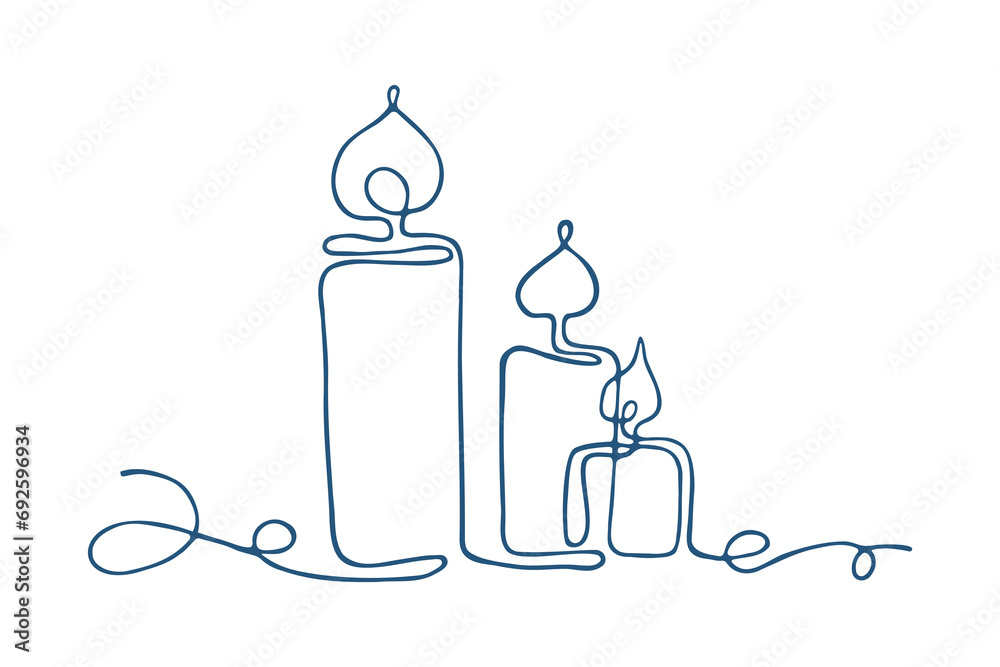 Candles. One line drawing. Vector illustration minimalistic design for celebration, festival, carnival, xmas, new year banner, background. Candles. One line drawing. Vector illustration minimalistic design for celebration, festival, carnival, xmas, new year banner, background.