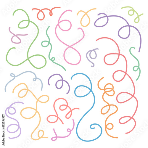 Scribbles collection. Hand drawn vector lines and doodles. Bright color drawing. 