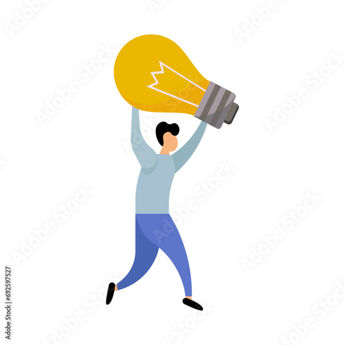 a person carries a light bulb. Vector illustration isolated on white background
