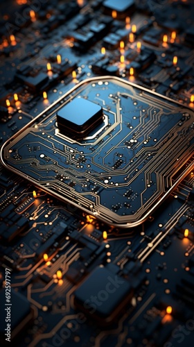 An artistic representation of circuitry and microchips forming an intricate pattern, symbolizing the inner workings of technology