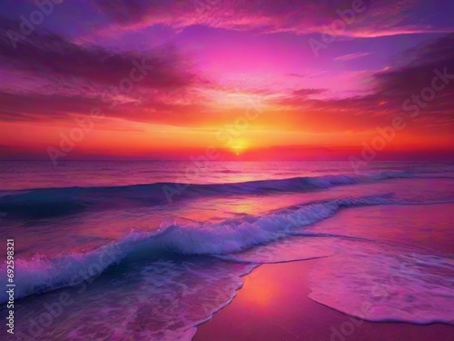 Fantasy sunset over ocean or sea.