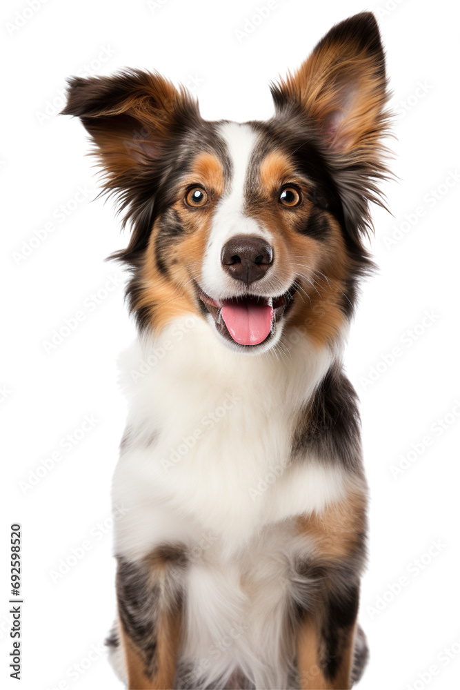 Portrait of border collie isolated on white background