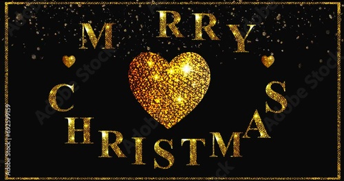 Merry Christmas animation with heart. Animation for Christmas. Happy New Year. Merry Christmas.
