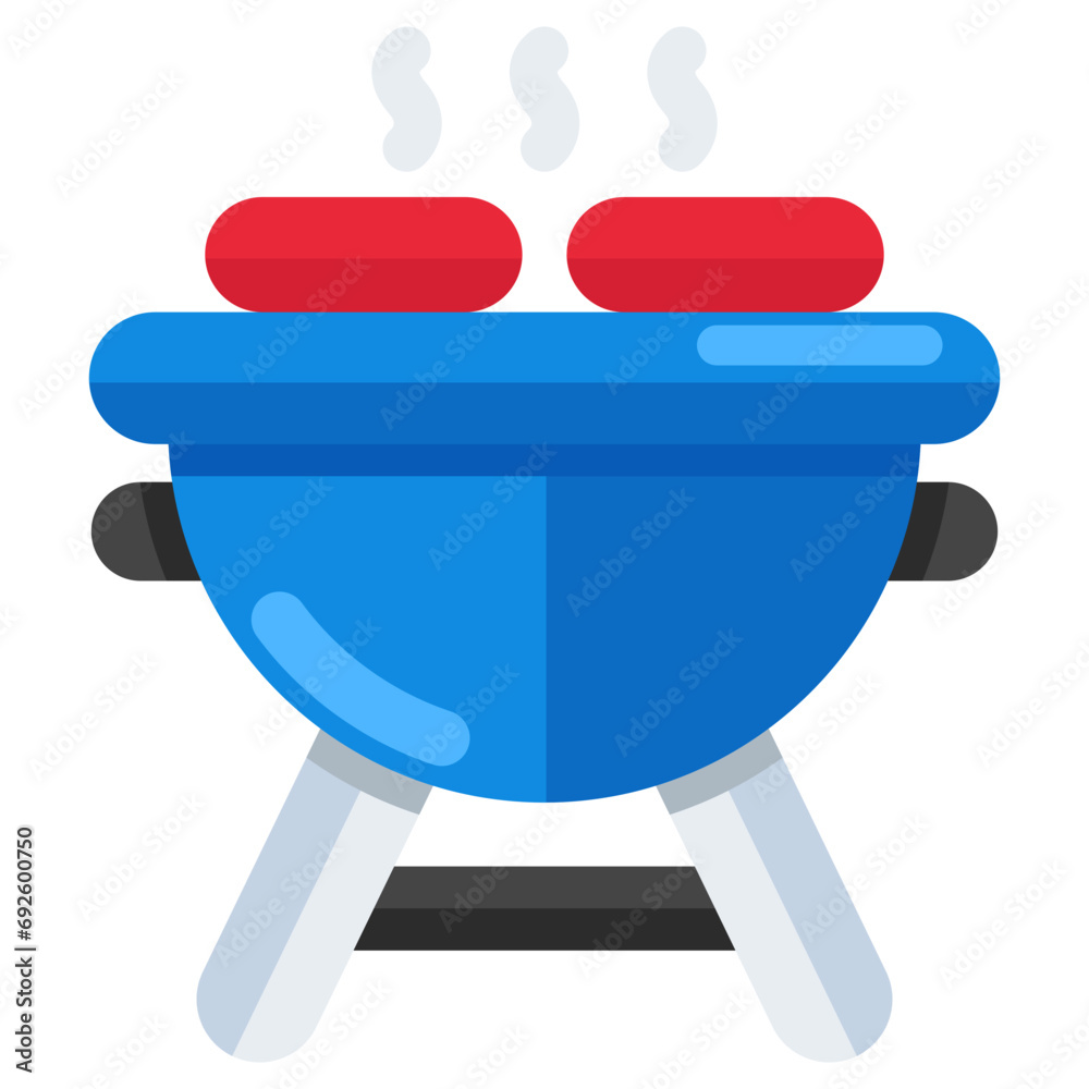 A flat design icon of bbq stove A flat design icon of bbq stove