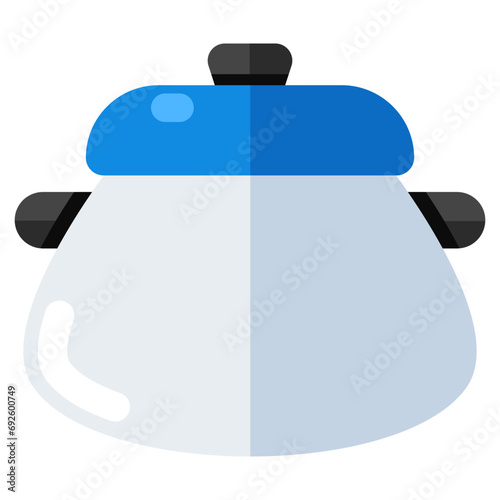 A flat design icon of cookpot isolated on white background 