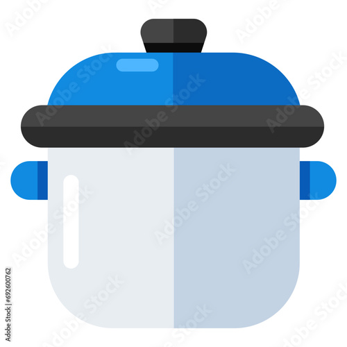 A flat design icon of cookpot isolated on white background 