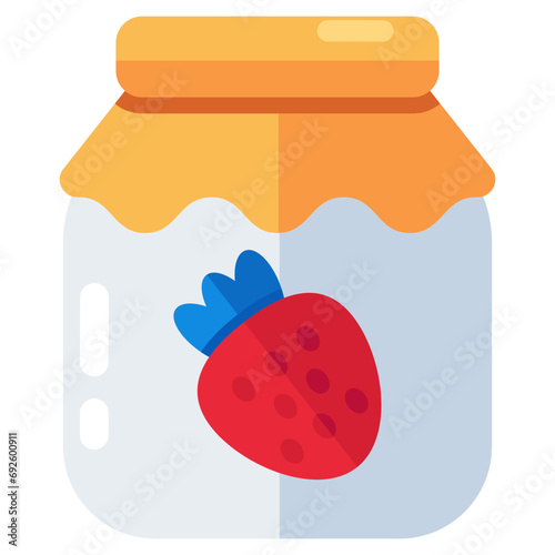 Conceptual flat design icon of jam bottle 