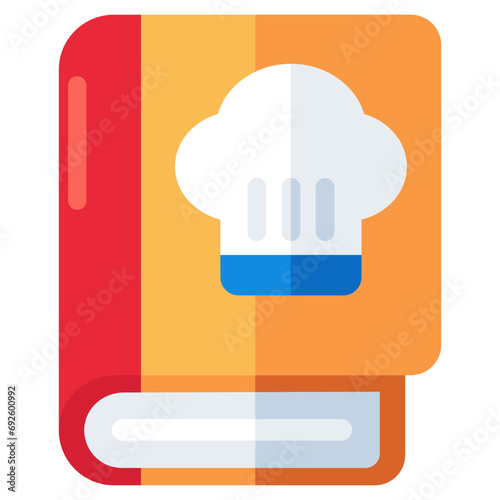 A flat design icon of cookbook