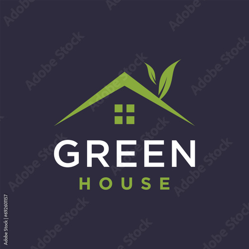 Green house logo design vector with creative modern idea style