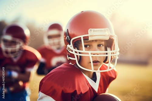 Youth Tackle Action: Little Boys and Girls Embrace American Football Joy