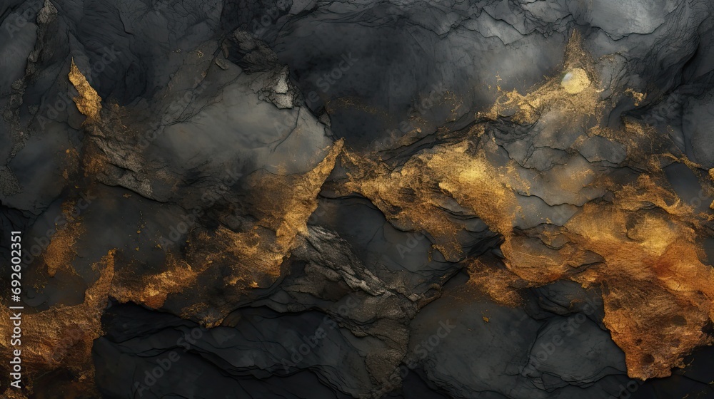 Black and gold abstract lava stone texture background