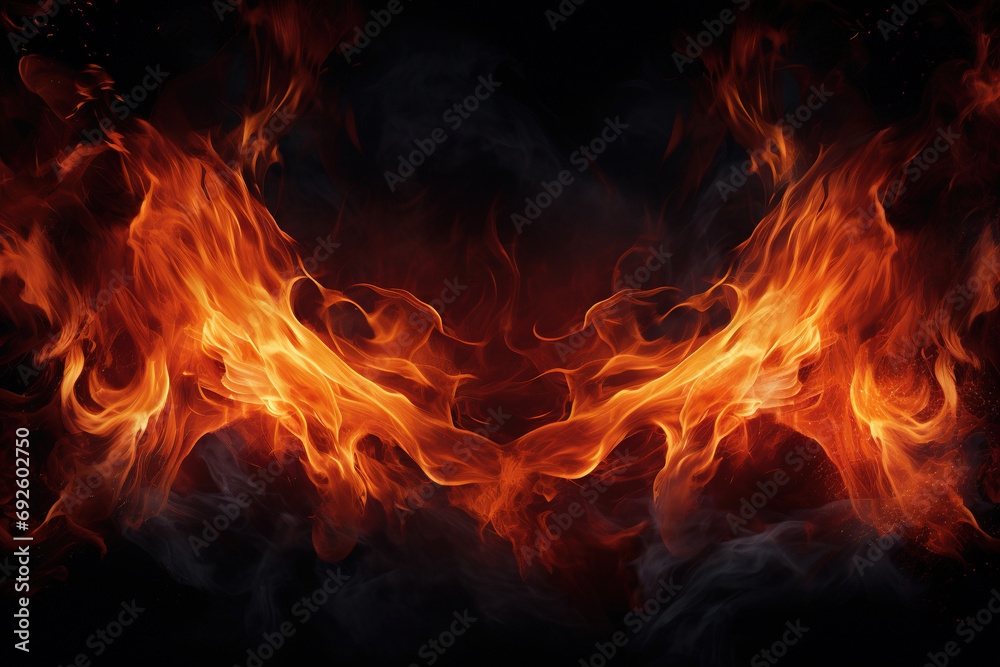 fire on black background. Generative Ai fire on black background. Generative Ai