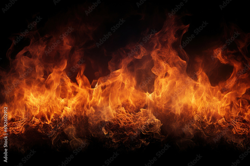 fire on black background. Generative Ai fire on black background. Generative Ai