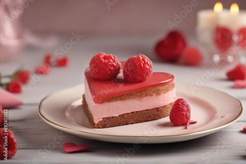 Heart-shaped sponge cake for Valentine s Day or Birthday  dessert for Valentine s Day