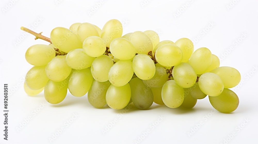 a solo white grape, each one delicately displayed against a seamless white background.