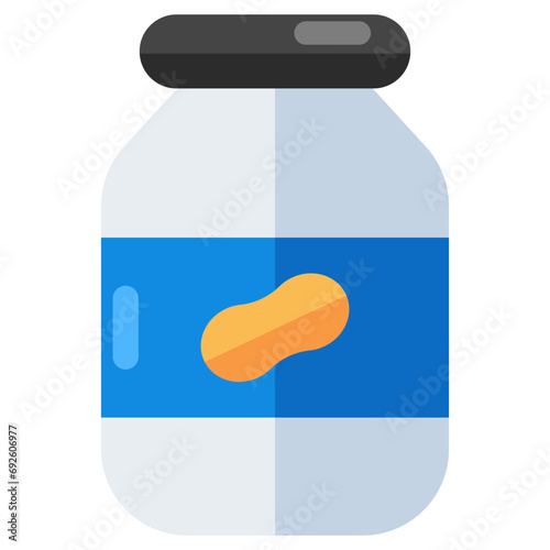 A colored design icon of peanut jam jar 
