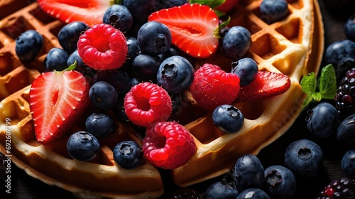 blueberry fruit waffle food illustration strawberry pineapple, mango kiwi, peach raspberry blueberry fruit waffle food