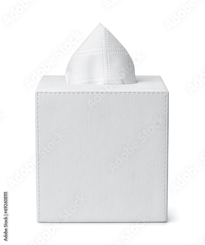Front view of blank square tissue dispenser box photo