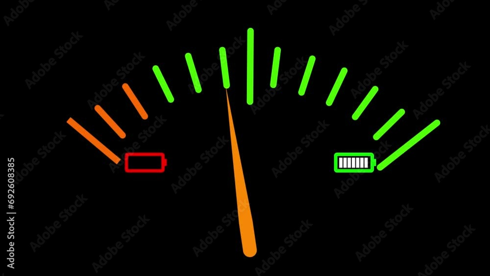 Gasoline Fuel Meter Animation on Black Background Gasoline Fuel Meter Animation on Black Background