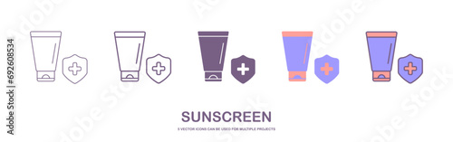 Simple sunscreen line icon. Stroke pictogram. Vector illustration isolated on a white background. Premium quality symbol. Vector sign for mobile app