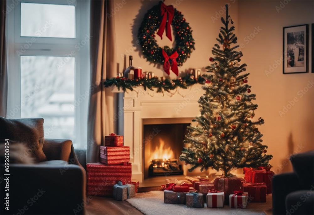 Festività Accoglienti- Camino, Regali e Albero di Natale nell'Atmosfera Natalizia della Stanza Festività Accoglienti- Camino, Regali e Albero di Natale nell'Atmosfera Natalizia della Stanza