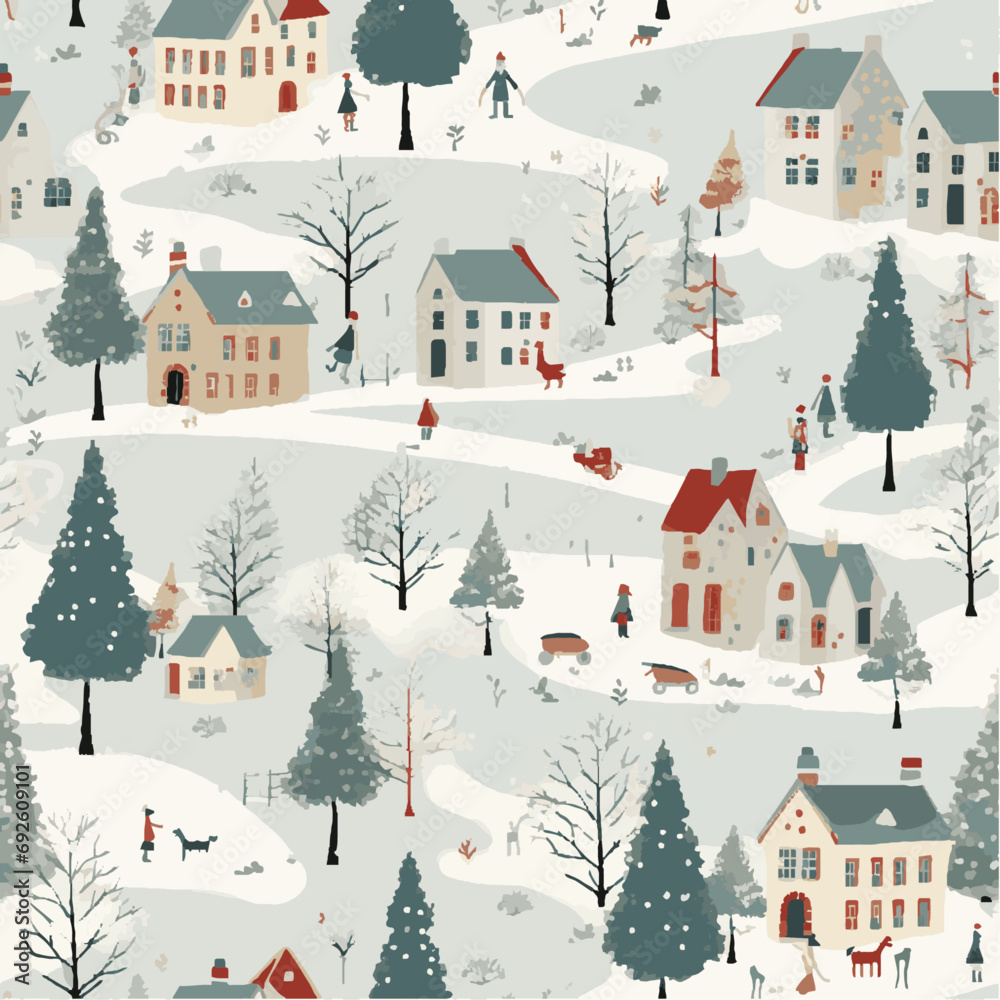 winter landscape with houses